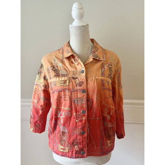Drapers & Damons Petite M Prehistoric Theme Cotton Jacket NWOT - Picture 1 of 4